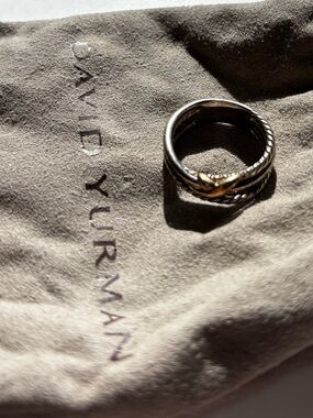 David Yurman Crossover Silver and Gold Mixed-Metal Ring Sz 5.5